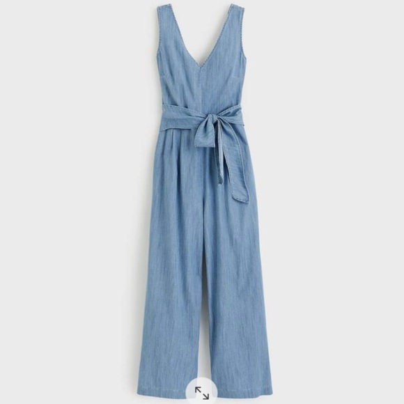 J. Crew Woman's Chambray Wide Leg Wrap Jumpsuit Size 12 - Picture 6 of 11